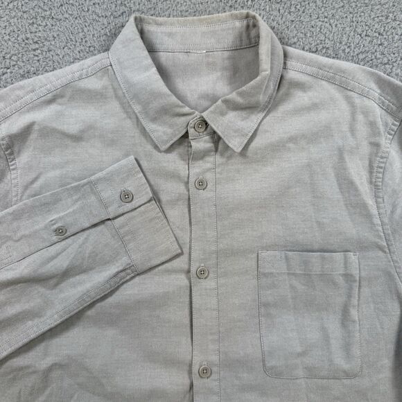 Lululemon Shirt Mens L Grey Long Sleeve Button Up Casual Preppy Stretch - Picture 1 of 9